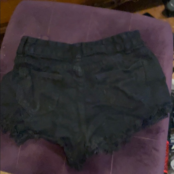 Black High Waisted Ripped Jean Shorts - Picture 3 of 3